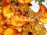 Mazzancolle e gamberi su letto di cipolle