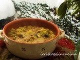 Zuppa di farro, patate e cimette di broccolo