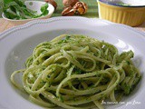 Linguine o trenette al pesto di rucola e noci