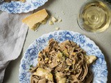 Tagliatelles aux Artichauts & Crème d’Ail au Vin Blanc