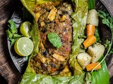 Baked Whole Fish Masala in Banana Leaf - Indian Style