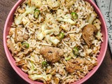 Burnt Garlic Fried Rice / Cauliflower & Soya Chunks Fried Rice - Indian Style