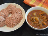 Home made Rice Noodles (Idiappam) with chicken curry