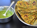 Methi Aloo Paratha with south indian flavors (Potato and Fenugreek leaves stuffed flatbread)