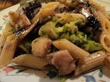 Penne integrali con radicchio broccoli e bocconcini di cernia