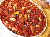 Baked Butter Beans with salami and capers - Gigantes Plaki