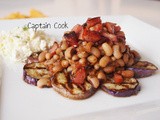Black Eyed Peas with Sausage and Grilled Eggplant