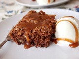 Chocolate Walnut Cake with  Caramel Sauce