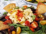 Green Salad with Baked Feta Cheese and Pita Croutons
