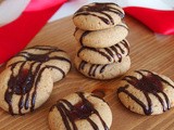 Peanut Butter and Jam Thumbprint Cookies with Chocolate Glaze