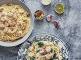 Kremasta pasta sa kozicama i spanaćem / Creamy shrimp and spinach pasta