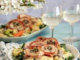 Rolovani pileći karabatak u krem sosu / Chicken and Spinach Roulade in Mushroom Cream Sauce