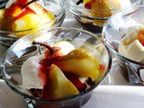 Pears Helene with Raspberry Sauce