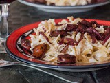 Red Wine Sausages With Creamy, Cheesy Noodles