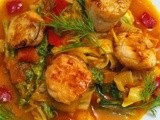 Pan fried Scallops with Savoy cabbage & fennel. Food in a flash