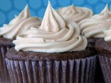 Fudgy Chocolate Chip Cupcakes with Peanut Butter Buttercream Frosting