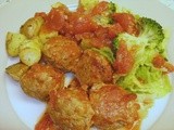 Baked Turkey & Carrot Meatballs with Garlic Roast Potatoes