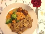 British Rose Veal in a mushroom, tarragon & cider sauce