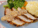 Roast Spiced Hedgehog of Pork with Gooseberry sauce