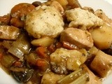 Slow-cooked chicken stew and dumplings