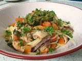 Smoked mackerel, capers & tomato spaghetti with pesto