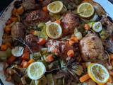 Lemon, chicken and vegetable traybake