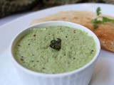 Coriander coconut chutney recipe for dosa/idli without frying