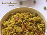 Peas pulao recipe with Palak leaves – kids lunch box ideas