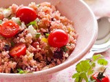 Beetroot quinoa with feta and tomatoes