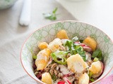 Spelt salad with cranberries and radish