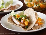 Oat Flatbread Fish Tacos with Mango Salsa