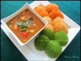 Instant Rava Idli / Cocktail Idli / Idli Sambar