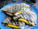 Chicken and cheese quesadilla with mango