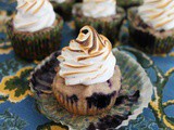 Blueberry Cupcakes with Toasted Meringue