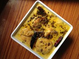 Dahi ki kadi - gram flour dumplings in sour yogurt gravy