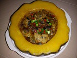 Black beans spare ribs in pumpkin bowl