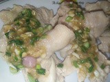 Blanched chicken with spring onion ginger sauce