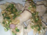 Blanched chicken with spring onion ginger sauce