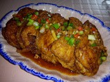 Braised tau pau with fish paste