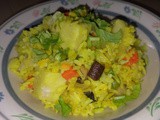 Fragrant tumeric coconut rice with yam