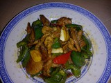 Fried sliced pork with green capsicum