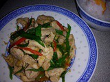 Fried sliced pork with spring onions