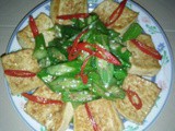 Fried tofu with okra