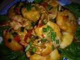 Hot and spicy fu yee prawns