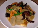 Meatless dish - firm beancurd with mushrooms