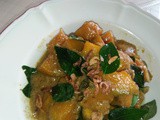 Spicy glazed pumpkin with coconut sauce