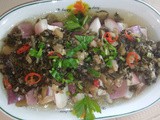 Steamed eggplant with fried mui choy