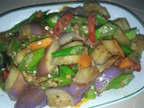 Stir fried brinjals with okra