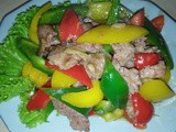 Stir fried pork with capsicums