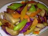 Stir fry brinjals with chillies